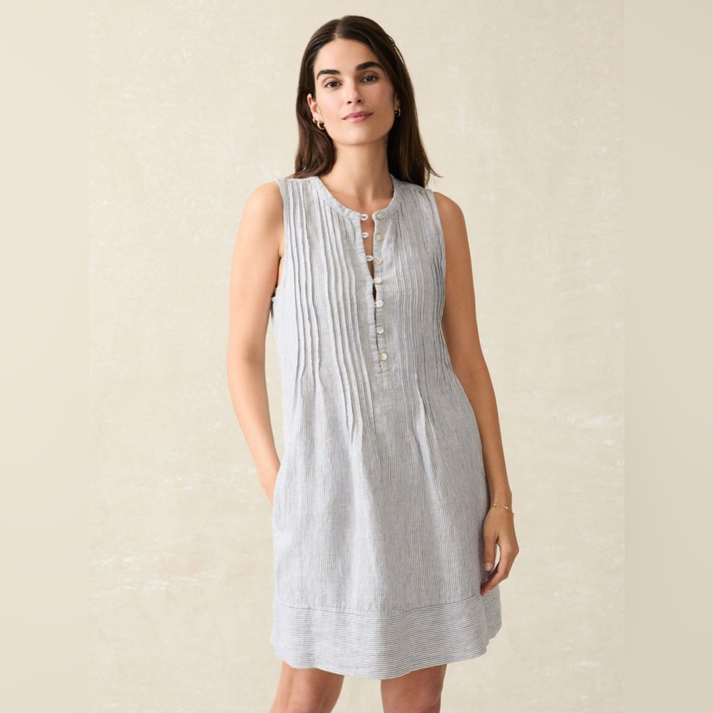 FAHERTY dress - size XS blue and white pinstriped gently used